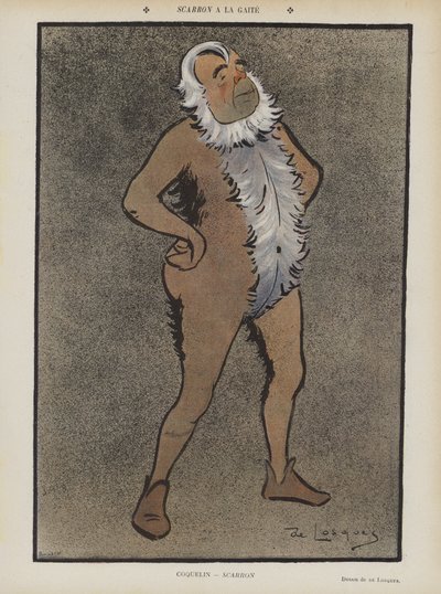 Den franske skuespiller Benoit-Constant Coquelin i Scarron på Theatre de la Gaite. Illustration til Le Rire af Daniel de Losques