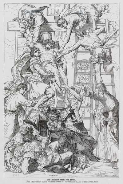 Nedstigning fra korset (gravering) af Daniele da Volterra (1509-66) (after)