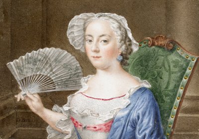 Portræt af en dame med en fan af Daniël Bruyninx