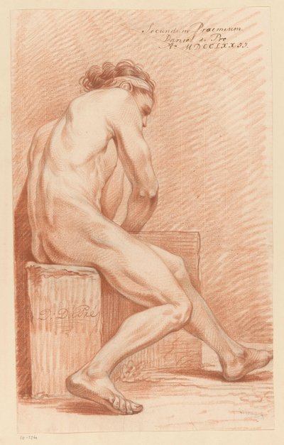Siddende mand nøgen, set fra siden (2. præmie 1772) af Daniël Dupré