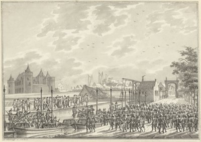 Ankomst af de bevæbnede borgere i Amsterdam i Muiden, 1787 af Daniël Kerkhoff