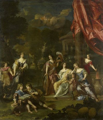 Allegoriserende gruppeportræt af børnene af Diederic Pietersz van Leyden van Leeuwen, Leidens borgmester og Alida Paets af Daniël Mijtens (II)