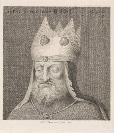 Portræt af en biskop Sinte Rycolaus Biscop (titel på objekt) af Daniël Veelwaard (I)