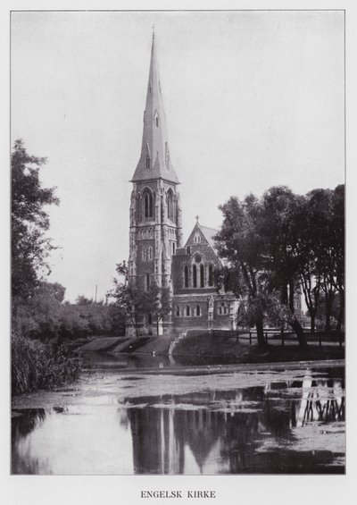 Kjobenhavn / Copenhagen: Engelsk Kirke (b/w photo) af Danish Photographer