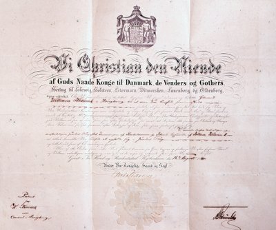Patent underskrevet af Christian IX af Danmark, der udnævner William Keswick til dansk konsul i Hong Kong, Kina, 1880 af Danish School
