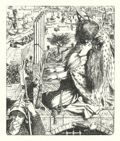 Kunstpaladset (gravering) af Dante Gabriel (after) Rossetti