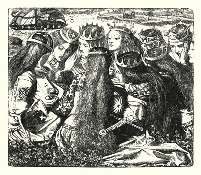 Kunstpaladset (gravering) af Dante Gabriel (after) Rossetti