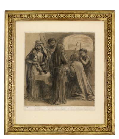 En påske i Josefs og Zacharias husstand, ca. 1850 (grafit og pen og sort blæk og grå vask på hvidt papir) af Dante Gabriel Charles Rossetti