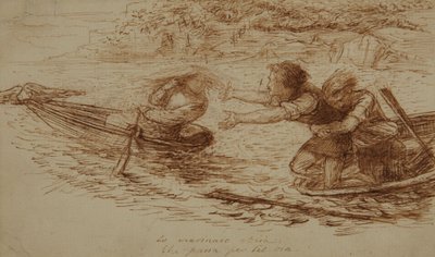Bådsmænd og sirene, ca. 1853 (pen og blæk på papir) af Dante Gabriel Charles Rossetti