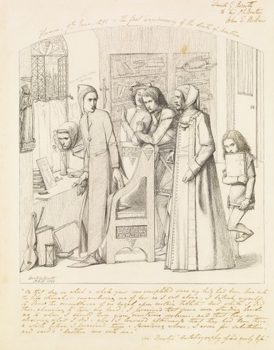 Dante tegner en engel på første årsdagen for Beatrices død, 1848-9 af Dante Gabriel Charles Rossetti