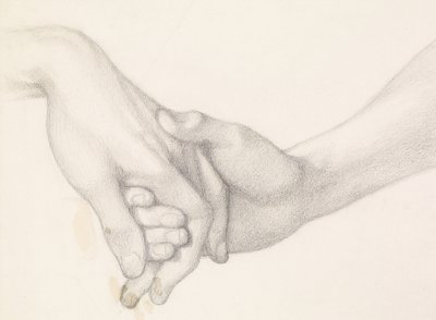 Dantes drøm på tidspunktet for Beatrices død - Studie af Dante, der holder kærlighedens hånd af Dante Gabriel Charles Rossetti