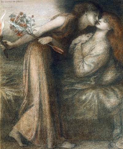 Dantes drøm på Beatrices dødsdag (Io sono i tempo) - Dessin de Dante Gabriel Rossetti (1828-1882) af Dante Gabriel Charles Rossetti