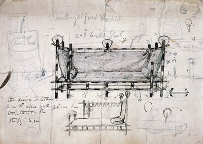 Design til sofa af Dante Gabriel Charles Rossetti