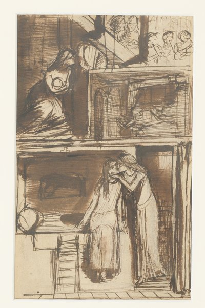 Fair Annie - Illustration to a Ballad, ca. 1854 (blæk på papir) af Dante Gabriel Charles Rossetti