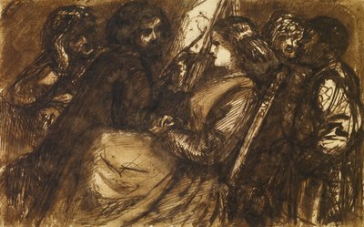 Giorgione Painting, ca. 1853 (pen og brunt blæk og blækvask på papir) af Dante Gabriel Charles Rossetti