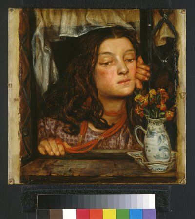 Pige ved et gitter, 1862 af Dante Gabriel Charles Rossetti