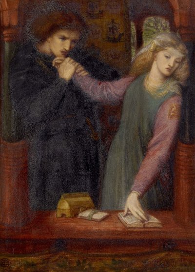 Hamlet og Ophelia, 1866 (akvarel og gummi arabicum på papir) af Dante Gabriel Charles Rossetti