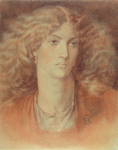 Head of a Woman, kaldet Ruth Herbert, 1876 (rød og sort kridt på papir) af Dante Gabriel Charles Rossetti