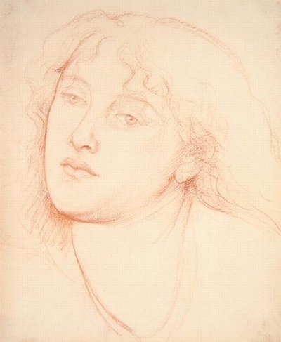 Hoved af en kvinde (rødt kridt på papir) af Dante Gabriel Charles Rossetti