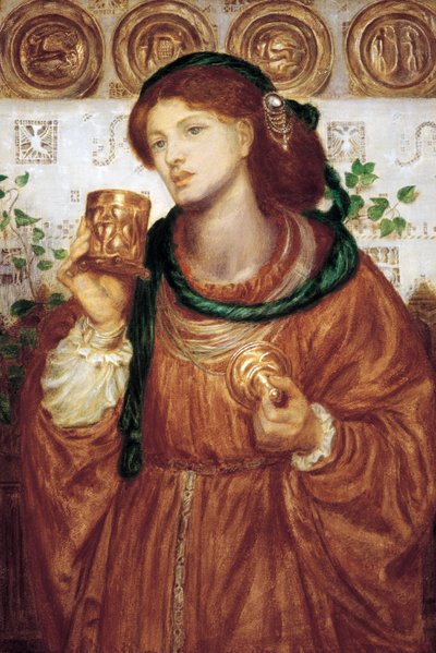 ""The Cup of Love"" Maleri af Dante Gabriel Rossetti (1828-1882) ca. 1867 Dim 52,6 x 35,9 cm Art Gallery of South Australia Adelaide Australia af Dante Gabriel Charles Rossetti