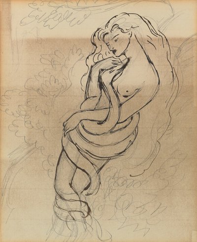 Lady Lilith, ca. 1869 (blyant, pen og brunt blæk på papir) af Dante Gabriel Charles Rossetti
