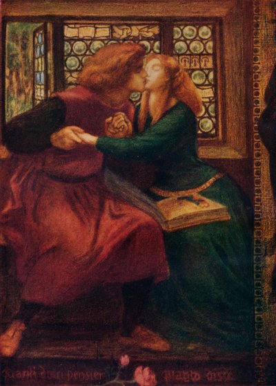 Paolo og Francesca da Rimini detalje, 1855 af Dante Gabriel Charles Rossetti