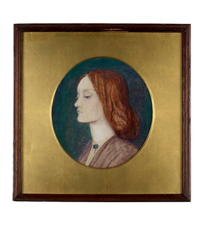 Portræt af Elizabeth Siddal vendt mod venstre af Dante Gabriel Charles Rossetti