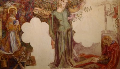 Sir Lancelot forhindrede ved sin synd i at komme ind i Den Hellige Grals Kapel af Dante Gabriel Charles Rossetti
