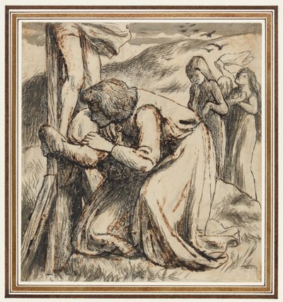 St. John Comforting the Virgin at the Foot of the Cross, ca. 1857-58 (pen, tusch og sepiavask på papir) af Dante Gabriel Charles Rossetti