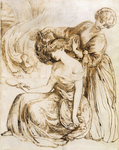 Studie til Desdemonas dødssang: Othello, akt IV, Sc. III, af Dante Gabriel Charles Rossetti