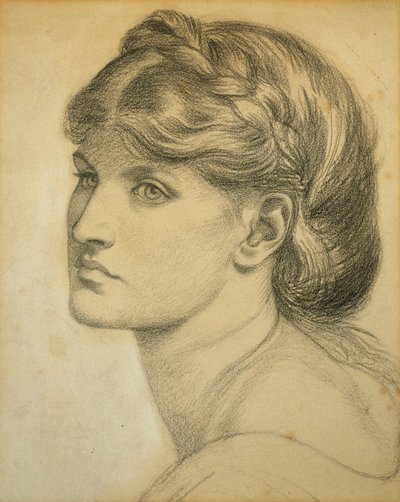 Studie af et hoved for "The Bower Meadow", 1872 af Dante Gabriel Charles Rossetti