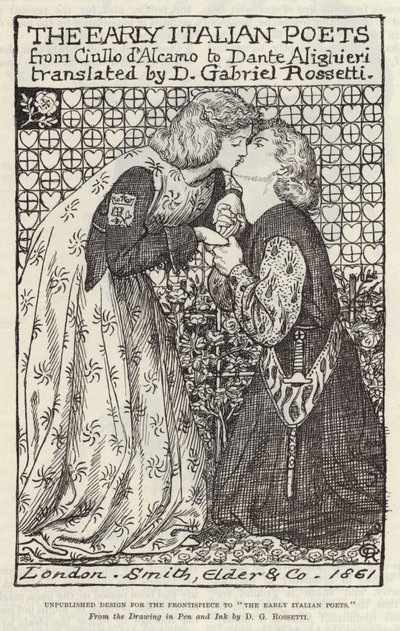 Upubliceret design til frontispicen til The Early Italian Poets af Dante Gabriel Charles Rossetti
