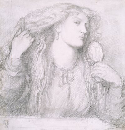 Kvinde, der reder sit hår, Fanny Cornforth af Dante Gabriel Charles Rossetti