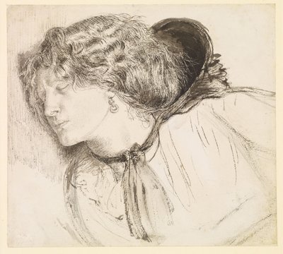 Fundet - Undersøgelse af pigens hoved af Dante Gabriel Rossetti