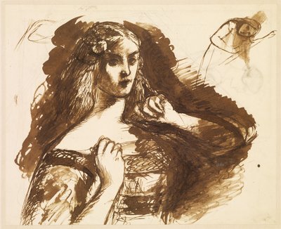 Skitse i halv længde af en ung kvinde af Dante Gabriel Rossetti