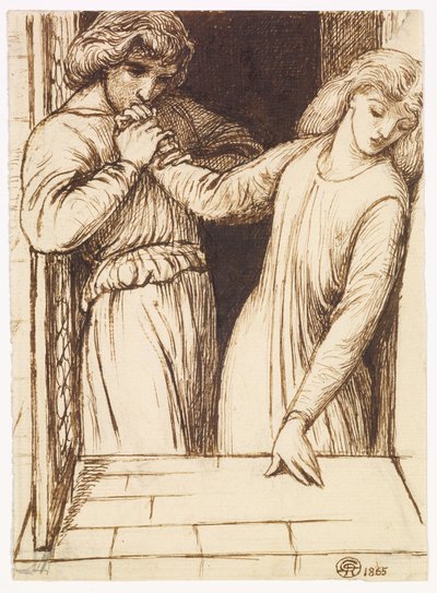 Hamlet og Ophelia - kompositorisk studie af Dante Gabriel Rossetti