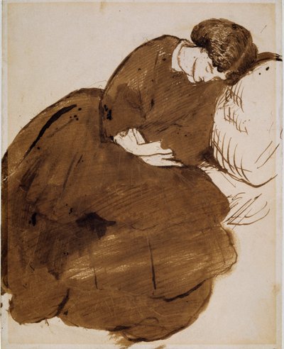 Portræt af Jane Morris, der sover på en sofa af Dante Gabriel Rossetti