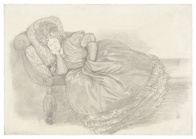 Studie af Fanny Cornforth, sovende på en chaiselongue af Dante Gabriel Rossetti