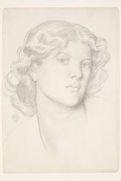 The Blue Bower - Studie af kvindehoved af Dante Gabriel Rossetti