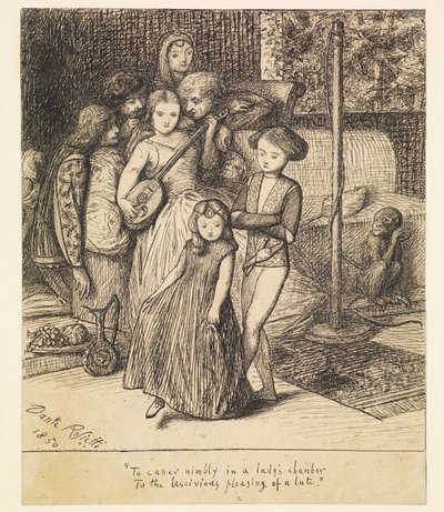 At danse livligt i en dames kammer til en luts vellystige behag af Dante Gabriel Rossetti