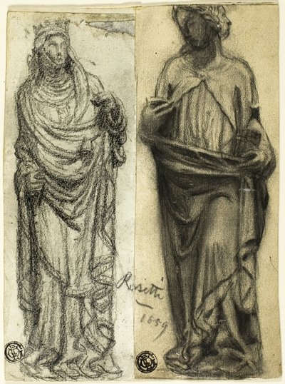 To studier af middelalderskulptur af Dante Gabriel Rossetti