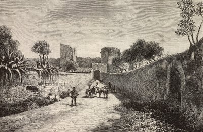Castello-portti, Corneto Tarquinia, Italia, kaiverrus Dante Paoloccin piirroksesta, L