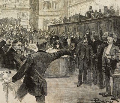 Kontrovers i Deputeretkammeret efter at have læst rapporten fra de syv udvalg (Comitato dei Sette) med ansvar for undersøgelse af bankansvar, 23. november af Dante Paolocci