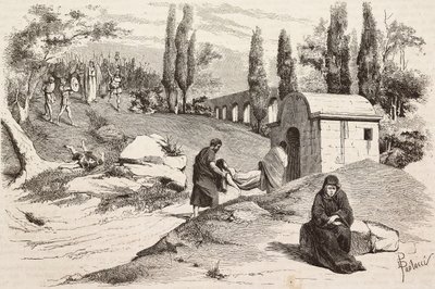 I den ondsindede lejr, Rome Vaincue af Alexandre Parodi, 5. akt, gravering af Dante Paolocci fra skitser af Zandomenico fra L