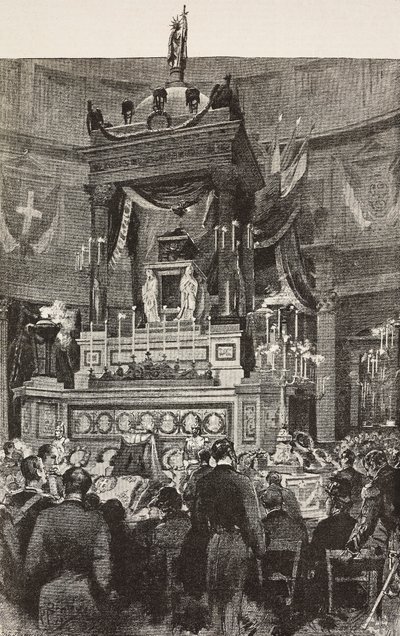 Italienske politikere og officerer, der deltager i begravelsesceremoni af Victor Emmanuel II (1820-1878), konge af Italien, Rom, Italien, gravering fra tegning af Dante Paolocci, fra L