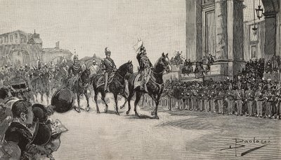 Militærparade i Macau til kong Umberto I