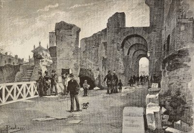 Offentlig gangbro (Summa Nova Via) i Palazzo dei Cesari, Rom, Italien, gravering fra tegning af Dante Paolocci, fra L