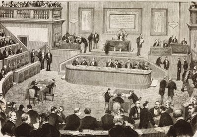Session den 26. juli i det italienske senat, Rom, Italien, gravering fra en tegning af Dante Paolocci, L