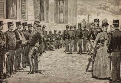 Overlevende fra Dogali, Eritrean War, modtaget af suveræner i Quirinal-haven, Rom, Italien, af Dante Paolocci, L
