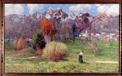 Landskab af bjerge (landskab) Maleri af Dario Bardinero (1868-1908) Genes Galleria d